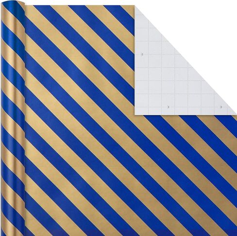 Hallmark All Occasion Wrapping Paper Bundle with Cut Lines on Reverse - Navy and Gold (3-Pack: 105 sq. ft. ttl.) for Birthdays, Weddings, Valentine's Day, Graduations, Engagements, Bridal Showers and More in Saudi Arabia