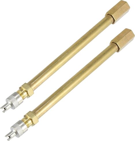 X AUTOHAUX 2pcs 50mm/1.97" Long Brass Auto Tire Valve Extension Adaptor Air Tyre Stem Extender Inflation Stright Bore for Car Truck Motorcycle Bike Mower Scooter in Saudi Arabia