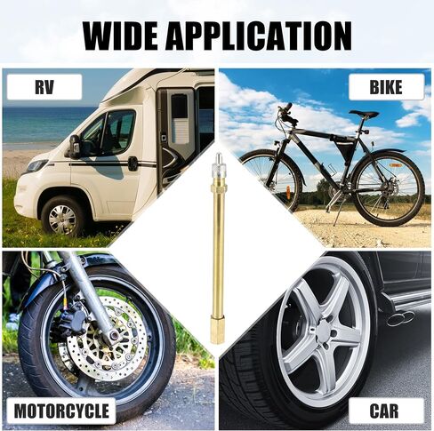 X AUTOHAUX 2pcs 50mm/1.97" Long Brass Auto Tire Valve Extension Adaptor Air Tyre Stem Extender Inflation Stright Bore for Car Truck Motorcycle Bike Mower Scooter in Saudi Arabia