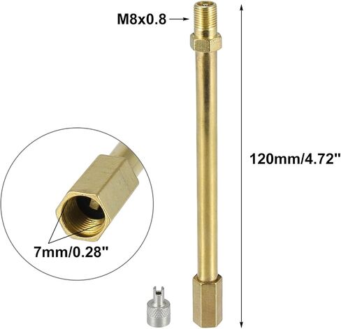 X AUTOHAUX 2pcs 50mm/1.97" Long Brass Auto Tire Valve Extension Adaptor Air Tyre Stem Extender Inflation Stright Bore for Car Truck Motorcycle Bike Mower Scooter in Saudi Arabia