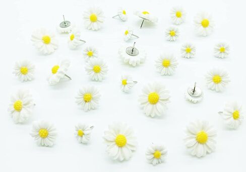 Resin Daisy Flowers Push Pins Set, 30 Pcs Flatback Decorative Daisy Thumb Tack Mini Decorated Daisies Pushpins for Cork Board Bulletin Board Photos Wall Home Office Classroom Decoration (Blue) in Saudi Arabia