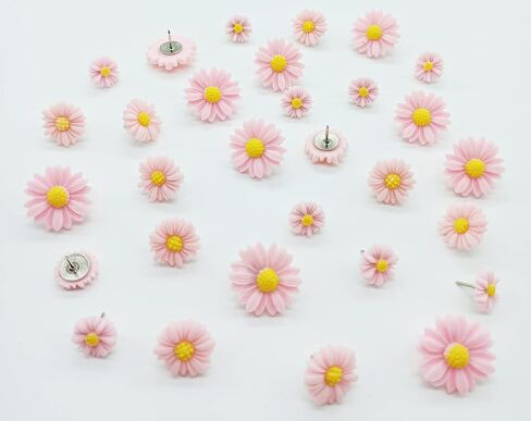 Resin Daisy Flowers Push Pins Set, 30 Pcs Flatback Decorative Daisy Thumb Tack Mini Decorated Daisies Pushpins for Cork Board Bulletin Board Photos Wall Home Office Classroom Decoration (Blue) in Saudi Arabia