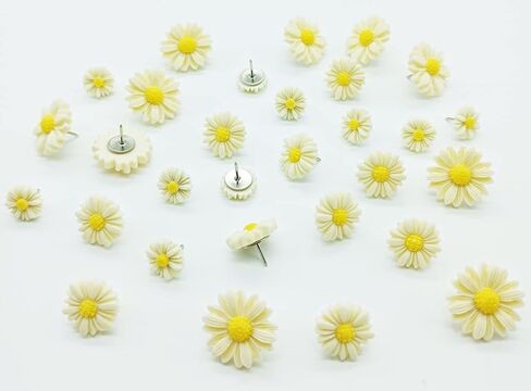 Resin Daisy Flowers Push Pins Set, 30 Pcs Flatback Decorative Daisy Thumb Tack Mini Decorated Daisies Pushpins for Cork Board Bulletin Board Photos Wall Home Office Classroom Decoration (Blue) in Kuwait
