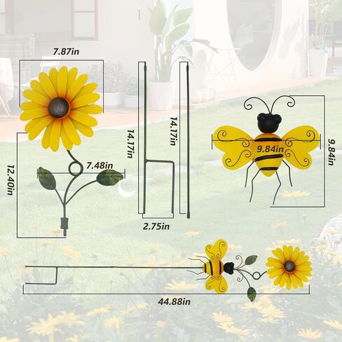 Sunflower Wind Spinner, Metal Pinwheels with Stake and Bee, Wind Mill for Yard and Garden, Lawn Decorations Outdoor (8×45Inch) in Saudi Arabia
