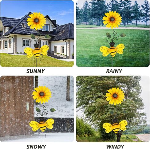 Sunflower Wind Spinner, Metal Pinwheels with Stake and Bee, Wind Mill for Yard and Garden, Lawn Decorations Outdoor (8×45Inch) in Saudi Arabia