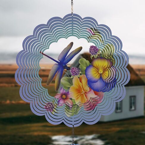 دوارات الرياح المعدنية اليعسوب - هدايا للنساء والأم والجدة والزوجة، دوارة الرياح المعلقة للديكورات الخارجية والداخلية، بعرض 30.48 سم، وطول 53.34 سم، دوارة الرياح لهدايا زينة عيد الميلاد in Kuwait