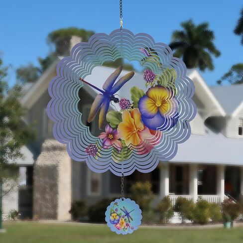 دوارات الرياح المعدنية اليعسوب - هدايا للنساء والأم والجدة والزوجة، دوارة الرياح المعلقة للديكورات الخارجية والداخلية، بعرض 30.48 سم، وطول 53.34 سم، دوارة الرياح لهدايا زينة عيد الميلاد in Kuwait
