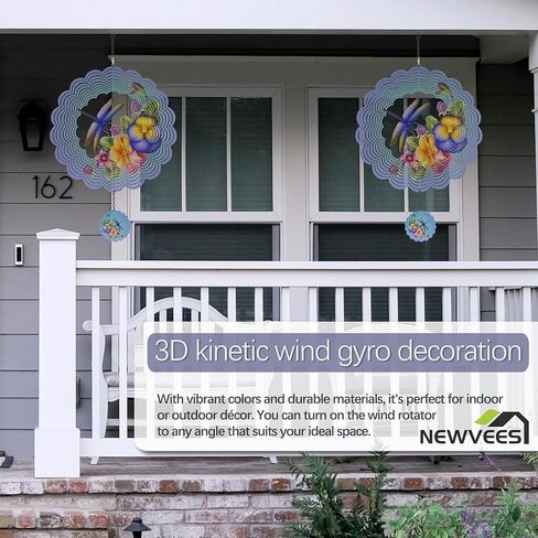 دوارات الرياح المعدنية اليعسوب - هدايا للنساء والأم والجدة والزوجة، دوارة الرياح المعلقة للديكورات الخارجية والداخلية، بعرض 30.48 سم، وطول 53.34 سم، دوارة الرياح لهدايا زينة عيد الميلاد in Kuwait
