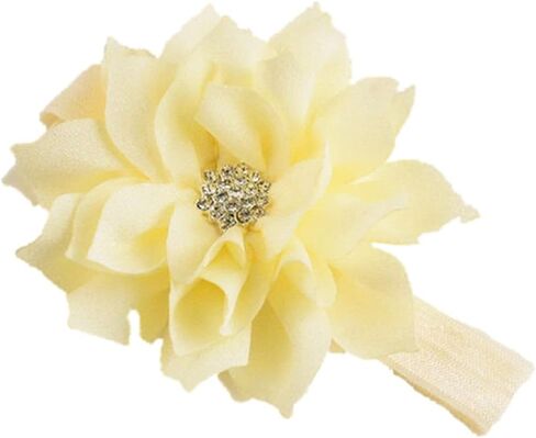Ivory+Yellow Girl Baby Flower Headbands Rhinestone Flower Princess.(FD83) (Green) in Saudi Arabia