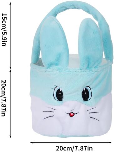 قطعتان من أكياس سلة عيد الفصح القطيفة للأطفال، قابلة لإعادة الاستخدام المحمولة على شكل أرنب البيض، سلة قطيفة هدايا للأولاد والبنات ديكورات الحفلات in Kuwait