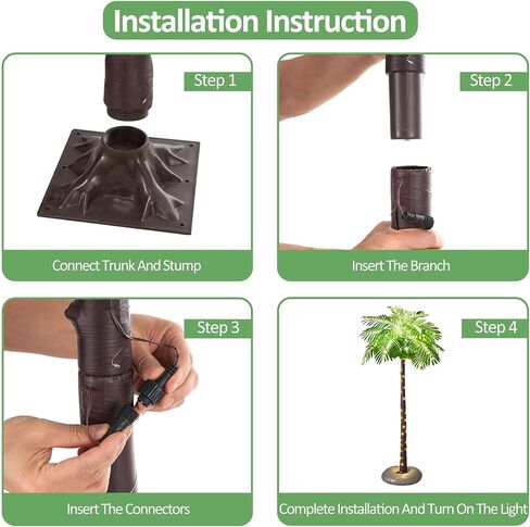 6FT 361 LED شجرة النخيل مضاءة مع جوز الهند في الهواء الطلق شجرة النخيل الاصطناعية الاستوائية أشجار النخيل وهمية أضواء لخارج الفناء بركة هاواي لوا الغابة الطرف in Kuwait