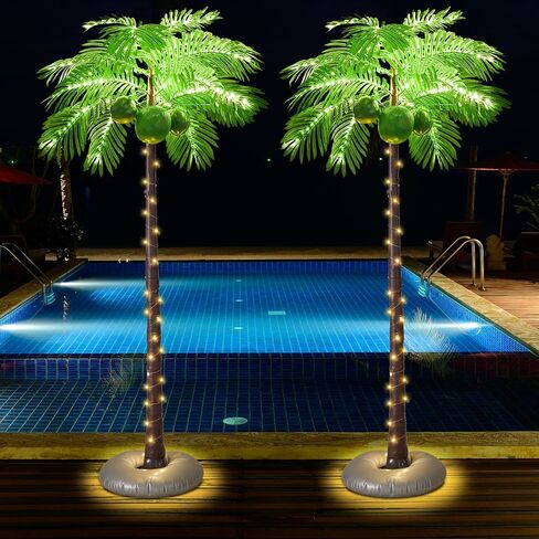 6FT 361 LED شجرة النخيل مضاءة مع جوز الهند في الهواء الطلق شجرة النخيل الاصطناعية الاستوائية أشجار النخيل وهمية أضواء لخارج الفناء بركة هاواي لوا الغابة الطرف in Kuwait