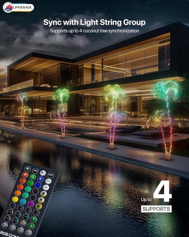 7Ft Lighted Palm Tree with 2 Trunks, 209 RGB LEDs, Prelit Fake Tree Lights, DIY 16 Mil. Color Changing, Music Sync, App & Remote Control, Outdoor Decoration for Bars, Patio, Beach, Pool, Cruise Party in Saudi Arabia