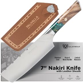 Dalstrong Valhalla 7" Nakiri Knife — Japanese Vegetable Cleaver, 9CR18MOV HC Steel (8–12° Edge), Unique Wood + Resin Handle — For Precision Veg Prep, Asian Cooking & Stir-Fry in Saudi Arabia