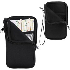 1 Pc Tampon Bag, Tampon Holder for Purse, Portable Tampon Pouch with Strap, Neoprene Travel Friendly Discreet Period Bag for Feminine Products, Waterproof Pad Bag, Black (Bag Only) in Kuwait