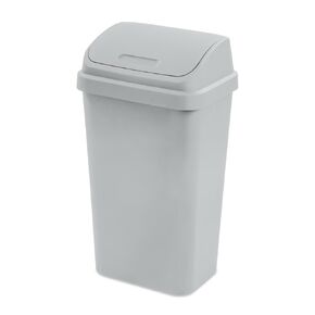 Kitchen Trash Can, 13 Gallon Plastic Garbage Bin with Swing Top Lid, White, Gray(Gray) in Saudi Arabia