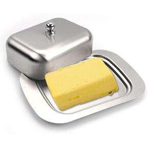 Stainless Steel Butter Dish with Lid – Easy-to-Hold Handle Design, Metal Countertop Stainless Butter Dish Keeps Butter Fresh, Fits Standard Butter Sticks, Dishwasher Safe in Saudi Arabia
