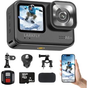 Action Camera, 5K/30fps Waterproof Action Camera, with APP & WiFi Control, 1/1.3" Sensor, EIS Anti-Shake, Subject Tracking, Includes 64GB Card, Vlogging Camera Ideal for Sports & Adventure in Kuwait