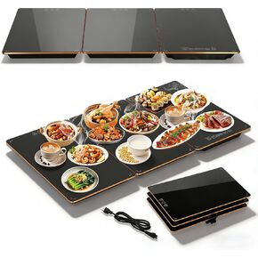Electric Heating Tray, Food Warmers for Parties Buffet with 8-Level Temperature Adjustment and 24-Hour Timer, Upgraded Glass Electric Food Warmers, Upgraded Desktop-Protecting Food Warming Mat in Saudi Arabia