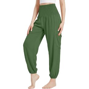 Womens Loose Harem Pants Joggers High Waist Yoga Sweatpants with Pockets Comfy Casual Pants for Workout Beach in Kuwait