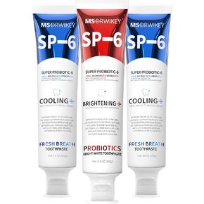 MSDRWIKEY SP-6 معجون أسنان مبيض 2-Pack & Popping 7-Pro معجون أسنان مبيض، 6 بروبيوتيك، آمن على المينا، خالي من الفلورايد وصحة اللثة in Kuwait