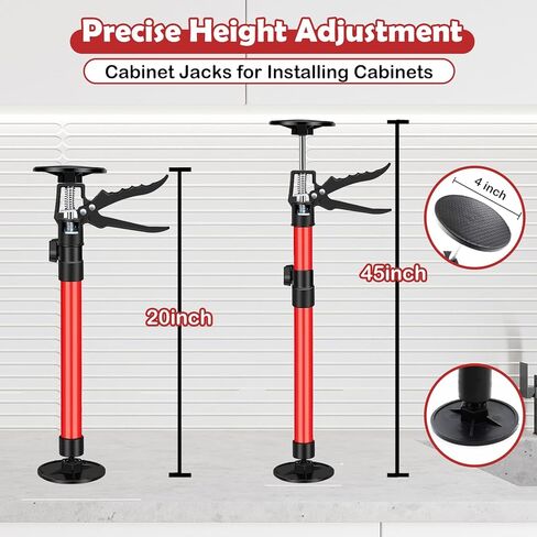 2 Pack Cabinet Jacks for Installing Cabinets, 20" to 45" Adjustable Third Hand Support Pole, Telescopic Cabinet Lift Jack for Drywall, 220 LB Capacity (20" to 45") in Kuwait