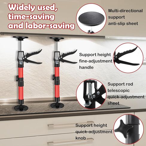 2 Pack Cabinet Jacks for Installing Cabinets, 20" to 45" Adjustable Third Hand Support Pole, Telescopic Cabinet Lift Jack for Drywall, 220 LB Capacity (20" to 45") in Kuwait