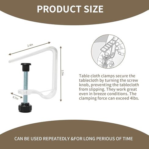 12 Pieces Adjustable Tablecloth Clips Clear, Suitable for Tables 0.4 to 1.96 Inch Thick. Strong and Stable Grip to Prevent Tablecloth Slippage. Damage-Free Table Cloth Holder Clips, Easy to Install. in Saudi Arabia