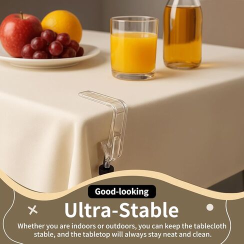 12 Pieces Adjustable Tablecloth Clips Clear, Suitable for Tables 0.4 to 1.96 Inch Thick. Strong and Stable Grip to Prevent Tablecloth Slippage. Damage-Free Table Cloth Holder Clips, Easy to Install. in Saudi Arabia