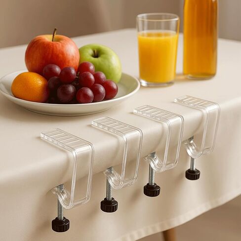 12 Pieces Adjustable Tablecloth Clips Clear, Suitable for Tables 0.4 to 1.96 Inch Thick. Strong and Stable Grip to Prevent Tablecloth Slippage. Damage-Free Table Cloth Holder Clips, Easy to Install. in Saudi Arabia