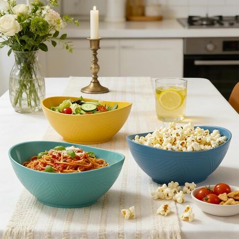 65 OZ Wheat Straw Bowls Set of 4, Large Unbreakable Salad Bowls, Microwave & Dishwasher Safe Big Serving Bowl, Plastic Kitchen Bowl for Popcorn, Cereal, Soup and Ramen (Multicolor) in Saudi Arabia