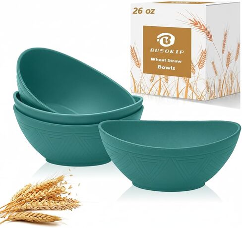 65 OZ Wheat Straw Bowls Set of 4, Large Unbreakable Salad Bowls, Microwave & Dishwasher Safe Big Serving Bowl, Plastic Kitchen Bowl for Popcorn, Cereal, Soup and Ramen (Multicolor) in Saudi Arabia