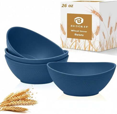 65 OZ Wheat Straw Bowls Set of 4, Large Unbreakable Salad Bowls, Microwave & Dishwasher Safe Big Serving Bowl, Plastic Kitchen Bowl for Popcorn, Cereal, Soup and Ramen (Multicolor) in Saudi Arabia