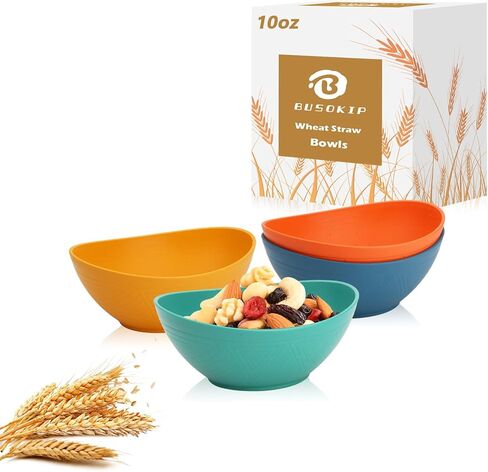 65 OZ Wheat Straw Bowls Set of 4, Large Unbreakable Salad Bowls, Microwave & Dishwasher Safe Big Serving Bowl, Plastic Kitchen Bowl for Popcorn, Cereal, Soup and Ramen (Multicolor) in Saudi Arabia