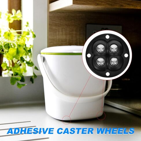 Ipetboom 4pcs Self-Adhesive Furniture Casters 360° Swivel Ball Bearing Wheels with Steel Balls, Black Mini Appliance Rollers for Carpet and Hard Floor, Universal Pulley Sliders for Cabinets in Saudi Arabia