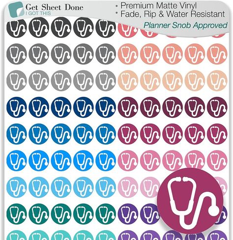 Doctor Nurse Icon Planner Sticker / 110 Dot Vinyl Stickers (1/3") / On Call Work/Essential Productivity Life Planner/Bujo Bullet Journaling/Todo Appointments (1 Sheet) in Saudi Arabia