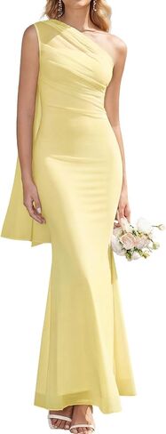 HTZMO Womens One Shoulder Formal Wedding Guest Maxi Dress Summer Bodycon Ruched Elegant Cocktail Party Long Dresses in Saudi Arabia