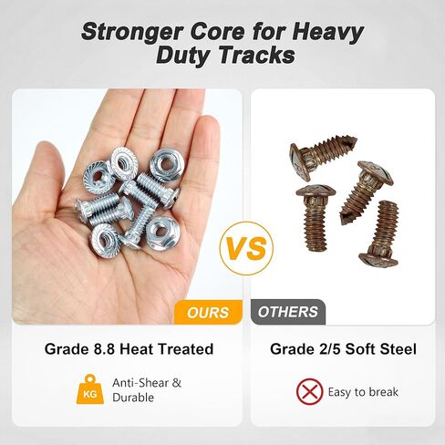 Garage Door Track Bolts & Flange Nuts, 1/4" x 5/8", Grade 8.8 Heat Treated Steel, Zinc Plated Flat Head Carriage Bolt for Vertical/Curved Rails & Extension Ladders (25 Sets) in Saudi Arabia