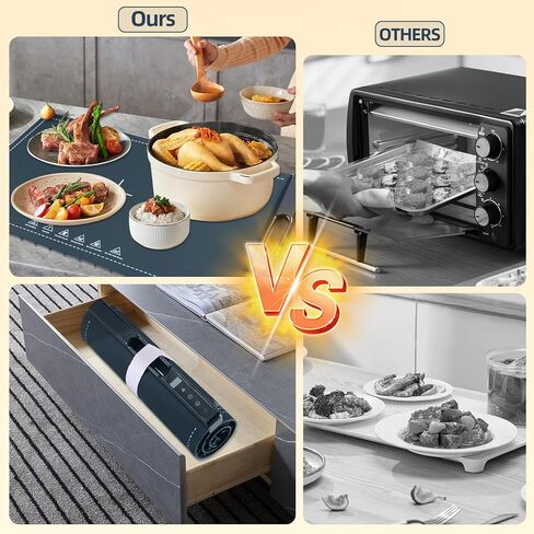 Food Warming Tray,10-Second Fast Heating,7 Temperature Settings with Timer & Overheat Protection.Warming Trays for buffets Party & Daily Use, Flexible Storage,Keeps Food Warmers and Fresh (Dark Blue) in Saudi Arabia