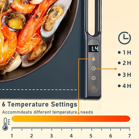 Food Warming Tray,10-Second Fast Heating,7 Temperature Settings with Timer & Overheat Protection.Warming Trays for buffets Party & Daily Use, Flexible Storage,Keeps Food Warmers and Fresh (Dark Blue) in Saudi Arabia