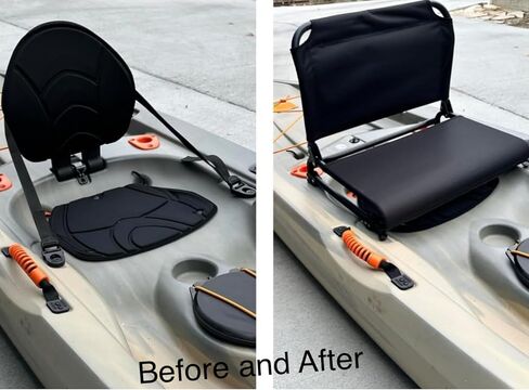 Kayak Paddleboard Canoe Seat Replacement Universal Upgrade Kit - Elevated Foldable Seat with Back Support with Cushioned Base - Seat and All Mounting Hardware in Saudi Arabia