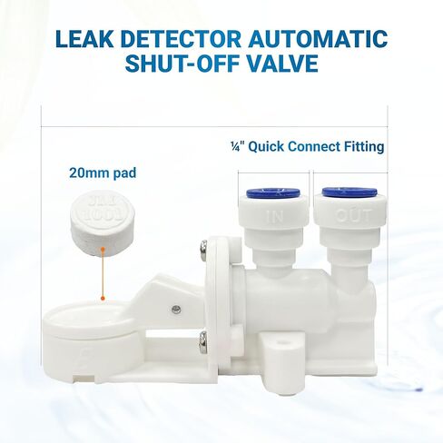 Max Water Leak Detector Automatic Shut-Off Valve – Stop Water Supply When Water Leaks for RO (Reverse Osmosis) and Under Sink Water Filtration System (Leak Detector Shut Off Valve 20 MM Pad) in Saudi Arabia