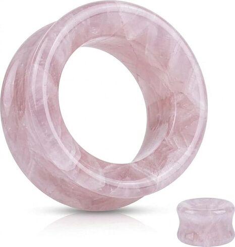 SoScene Hollow Tunnels Rose Quartz Organic Stone Ear Plugs Gauges Sold in Pairs in Saudi Arabia