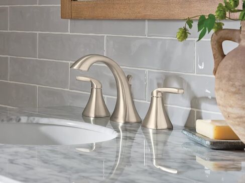 Moen Voss Brushed Nickel Two-Handle Widespread Bathroom Sink Faucet Trim Kit, Valve Included, TV6905BN in Saudi Arabia