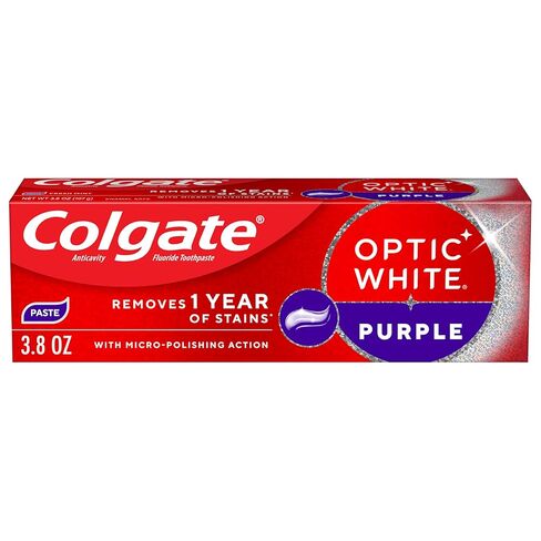 Colgate Optic White Purple Teeth Whitening Toothpaste, Anticavity Toothpaste with Fluoride, Fresh Mint Flavor, 3.8 OZ in Saudi Arabia