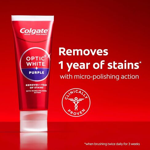 Colgate Optic White Purple Teeth Whitening Toothpaste, Anticavity Toothpaste with Fluoride, Fresh Mint Flavor, 3.8 OZ in Saudi Arabia