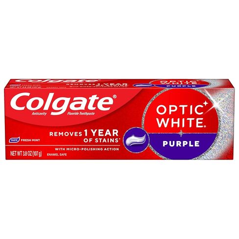 Colgate Optic White Purple Teeth Whitening Toothpaste, Anticavity Toothpaste with Fluoride, Fresh Mint Flavor, 3.8 OZ in Saudi Arabia