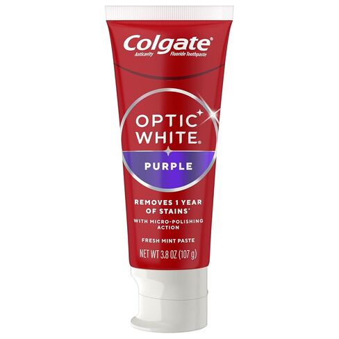 Colgate Optic White Purple Teeth Whitening Toothpaste, Anticavity Toothpaste with Fluoride, Fresh Mint Flavor, 3.8 OZ in Saudi Arabia