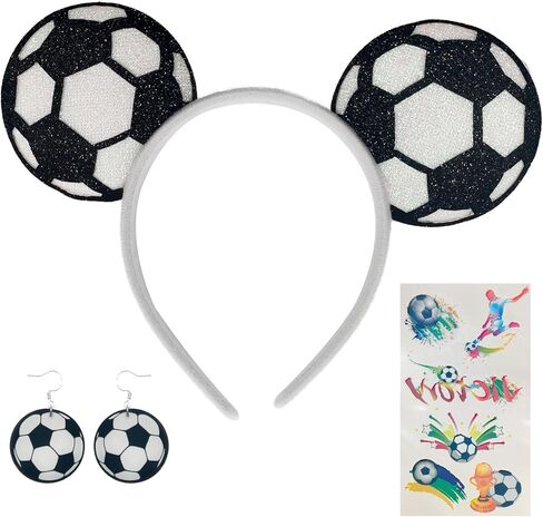 2026 Soccer Headbands for Women Glitter Ball Hair Bands Tattoo Stickers Earrings Soccer Sports Fans Team Party Favor Elastic Hair Accessories for 2026 W.C. Cheerleaders Tournament Adult in Saudi Arabia