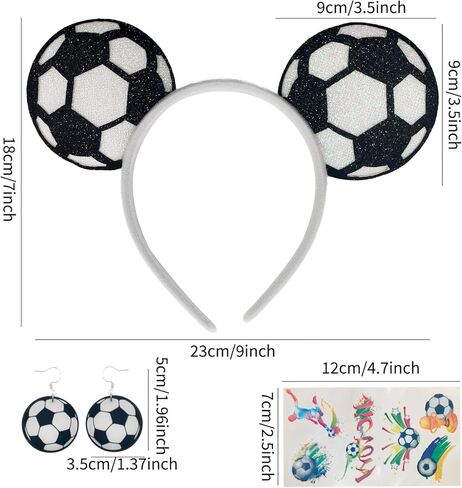 2026 Soccer Headbands for Women Glitter Ball Hair Bands Tattoo Stickers Earrings Soccer Sports Fans Team Party Favor Elastic Hair Accessories for 2026 W.C. Cheerleaders Tournament Adult in Saudi Arabia